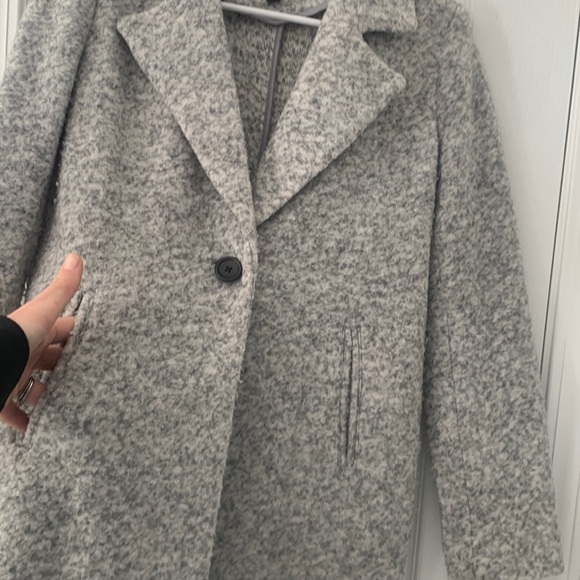 Banana Republic knit Wool Blend Overcoat heater grey one button size XS midi - Picture 7 of 13